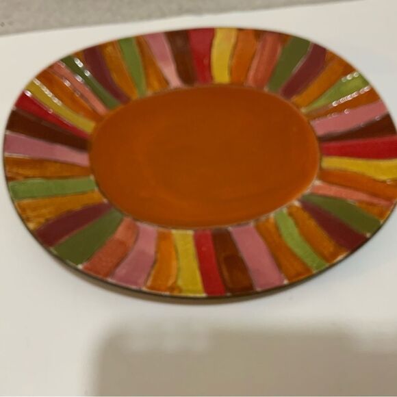 Set of 3 Pier 1 Imports Wavy Stripe oval Dinner Plates - 8.5” x 10” - Picture 6 of 10